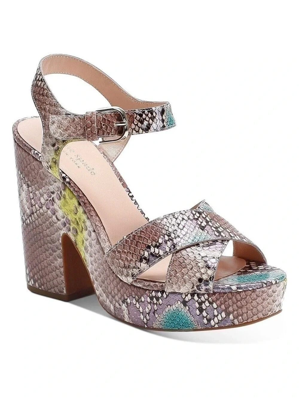 NIB-Kate Spade New York Women's Grace Platform Leather Sandals Lemon Sorbet